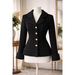 Vintage Chivalry Wool Jacket Made in USA Gold Crest Buttons Equestrian Style XS